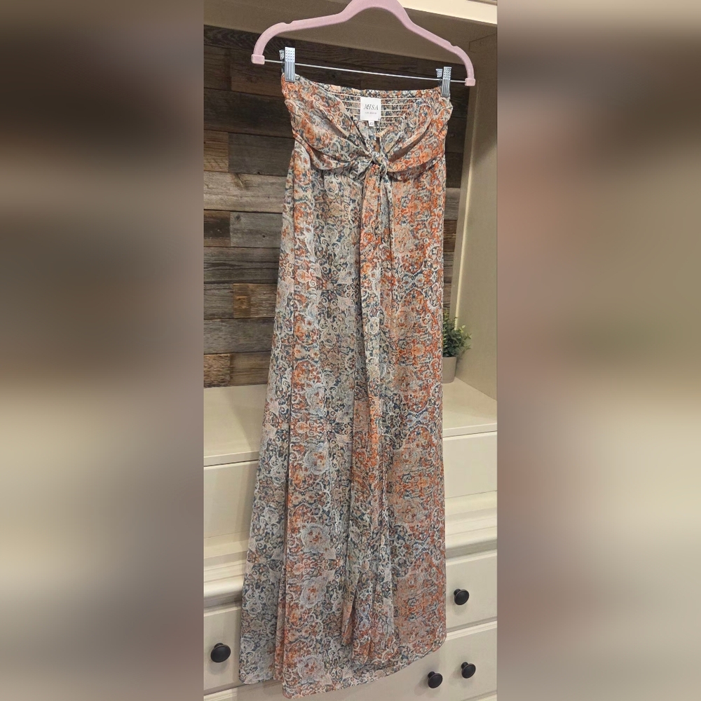 Misa Los Angeles Emine Tie-Front Maxi Dress- In Green & Orange - Picture 8 of 15